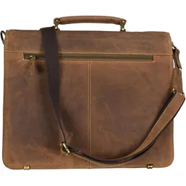 GREENBURRY Vintage Aktentasche Leder 40 cm Laptopfach braun