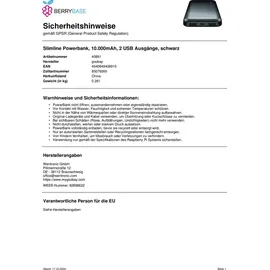 goobay Slimline Power-Bank 10.000mAh black - Schwarz