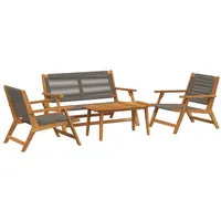 VidaXL Gartenstühle mit Tisch 4 Stück Grau Massivholz Akazie