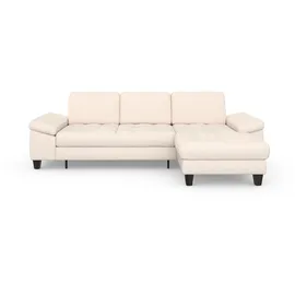 sit&more Ecksofa SIT & MORE "Westham L-Form", beige (creme), B:275cm H:88cm T:172cm, 100% Polyester, Sofas, Ecksofa, Recamiere, mit oder ohne Bettfunktion, Bettkasten, Füße wengefarben