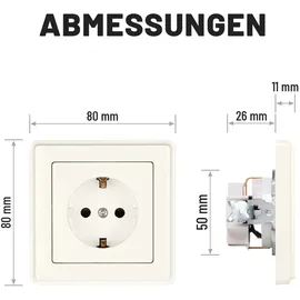 Absina Schutzkontakt Steckdose für Unterputz - 6x Wandsteckdose weiß 250V AC, 16A, IP20 - Schuko Steckdose, Unterputz - Weiß