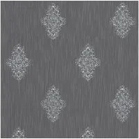 Profhome Barock Tapete Ornament 0,53 m x 10 m 5,33 m2 Blau/ Silber 319464-GU