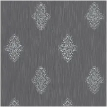 Profhome Barock Tapete Ornament 0,53 m x 10 m 5,33 m2 Blau/ Silber 319464-GU