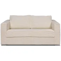 Vente-unique-Schlafsofa mit Matratze 3-Sitzer - grob Gerippter Cord - Beige - Liegefläche 140 cm - Matratze 22 cm - Loreto