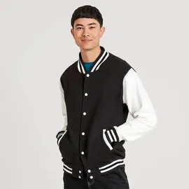 Just Hoods by AWDiS College Varsity Jacke Sweatshirt Oxford Navy/Heather Grey M