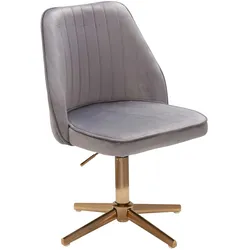 KADIMA DESIGN Samt Drehstuhl TANARO: Höhenverstellbar, 360° drehbar, Samtbezug, Eisenuntergestell, 120 kg Belastung.