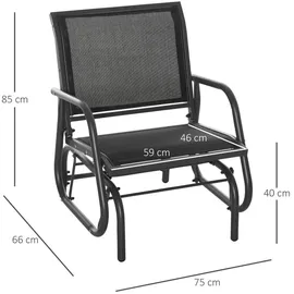Outsunny Schaukelstuhl Garten Gartenstuhl mit Gleitsystem Schwarz