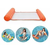 Minkurow Aufblasbares Schwimmbett, Ultrabequeme Wasserhängematte Mit Netz, Aufblasbarer Kopf- Und Fußteil, Pool-hängematte, Wasser-luftmatratze, Schwimmende Liege (orange)