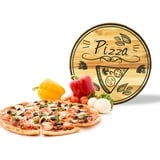 Sendez Pizzateller mit Pizza-Motiv ø30cm drehbar Holzteller Drehteller Speiseteller