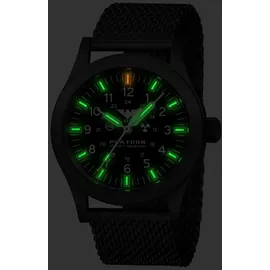 KHS PLABSSF.MB Herren-Armbanduhr Platoon Solar Meshband Schwarz