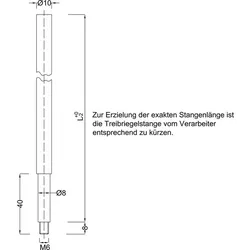 BMH Treibriegelstange 1100 unten - 1500 mm