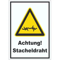 Achtung Stacheldraht Aufkleber A2 (420x594mm)