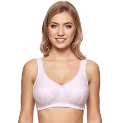 Bügelloser BH SUSA, Damen, Gr. 105, Cup B, rosa (rose, weiß), Obermaterial: 93% Baumwolle, 5% Polyamid, 2% Elasthan, klassisch, BHs, Breite gepolsterte Komfortträger entlasten Nacken und Schulterpartie