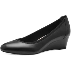 Pumps TAMARIS, Damen, Gr. 35 (2,5/3), schwarz, Leder, unifarben, elegant, Schuhe, Keilabsatz, Halbschuh, Schlupfschuh mit komfortablem Elastikeinfass