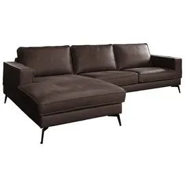 KAWOLA Sofa BLOOM Recamiere links Leder dunkelbraun