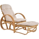 Krines Home Loungesessel Rattanliege Liegesessel klappbar mit Hocker Relax Liegestuhl Liege, mit Relaxfunktion gelb