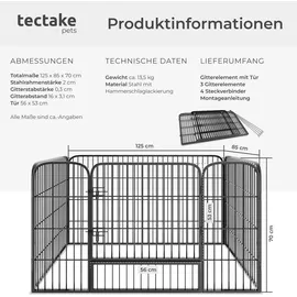 Tectake Welpenauslauf 4-teilig grau