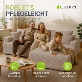Juskys Eckcouch Cord 3-Sitzer Taupe