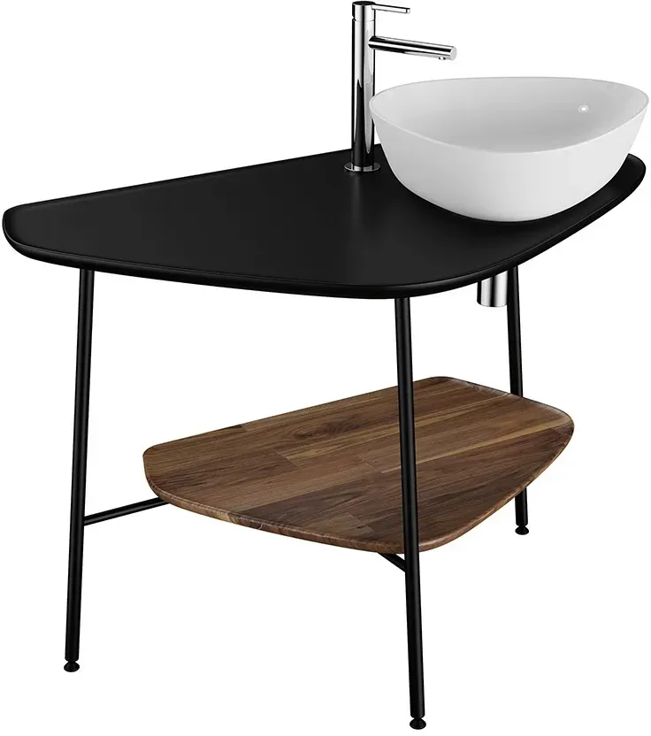 VitrA Plural Konsole 103 cm Ausschnitt rechts für Aufsatzschale wandgebunden Schwarz Matt,62582 62582