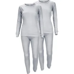 Thermounterwäsche Damen 2er Set | Hemd + Hose | Innenfleece | Grau M