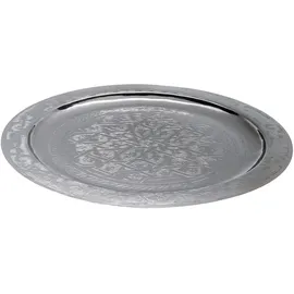 Marrakesch Orient & Mediterran Interior Orientalisches Tablett Mehdia 40cm Silberfarbig