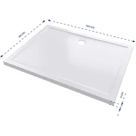 Aurlane Duschwanne Pure Rechteck 120 cm x 90 cm Weiß