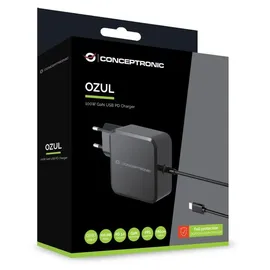 Conceptronic OZUL05BE 100W GaN USB PD Charger Built-in USB-C Netzteil