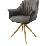 DeLife Esszimmerstuhl Keila-Flex mit Armlehnen Mikrofaser Anthrazit Vintage Holzgestell kantig Natur,