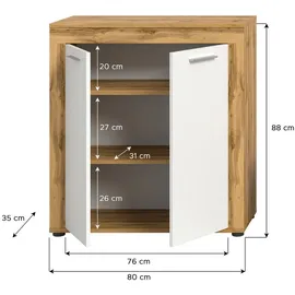 VCM Highboard Jam 80 x 88 x 35 cm Eiche/Weiß