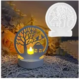 luxuskollektion 3D Silikonform Haus Kerzenhalter, Gießform Häuser Runde Baum - DIY