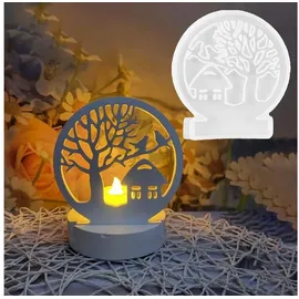 luxuskollektion 3D Silikonform Haus Kerzenhalter, Gießform Häuser Runde Baum - DIY