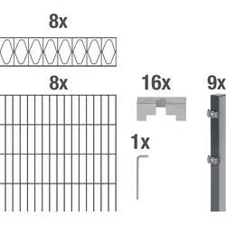 Doppelstabmattenzaun ALBERTS "Eleganz", grau (anthrazit), H:100cm, Stahl, Zaunelemente, anthrazit, Höhe: 100-160cm, Gesamtlänge: 10-20m, zum Einbetonieren