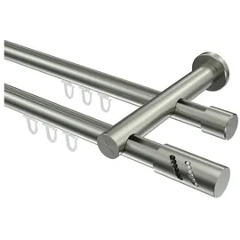 Interdeco GARDINENSTANGE INNENLAUF Prestige Zoena 420 cm (geteilt in 3 x 140 cm), 1-läufig, 20 mm Ø Edelstahl-Optik