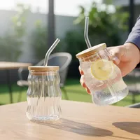 LORESJOY 2er Groß Kaffeetassen Set für Frauen Männer Glas, 500ml Latte Macchiato-Gläser Mit Deckel & Strohhalm, Doppelwandig, Borosilikatglas, Cappuccino, Geschenkidee