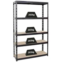 Proregal Schwerlastregal Metall 200x120x40 cm schwarz 5-Ebenen