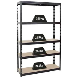 Proregal Schwerlastregal Metall 200x120x40 cm schwarz 5-Ebenen