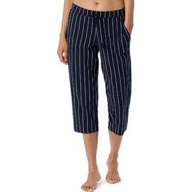 SCHIESSER Damen, Pyjama, Mix & Relax Organic Cotton Schlafanzug Hose 3/4 lang, Blau, 48