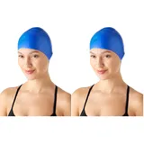 Amazon Basics Faltenfreie Badekappen, Einheitsgröße, Blau (Packung mit 2)