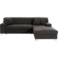 DOMO collection Ecksofa Turah incl. Zierkissen, moderne Steppung, auch in Leder, wahlw. mit Bettfunktion, L-Form, B/T: 239/152cm, Unser Dauertiefpreis grau