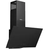 Wiggo Dunstabzugshaube 60cm kopffrei I Abluft Umluft Dunstabzug 650m3/h - Touch-Display 4 Stufen I Energieeffizienzklasse A Schräghaube inkl. Fettfilter & 2xKohlefilter I Abzugshaube Glasfront schwarz