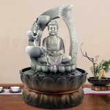 RibasuBB Brunnen aus Polyresin, Zimmerbrunnen Buddha Brunnen Wasserspiel Harz mit LED-Beleuchtung 28cm Dekoration für den Innenbereich Beleuchtung Brunnen