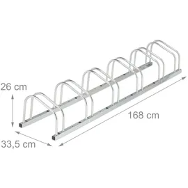 Relaxdays Fahrradständer für 6 Fahrräder Silber