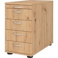 bümö Schreibtisch Schrank abschließbar, Schubladenschrank Holz in Asteiche, Container mit Schubladen - Schubladen Schrank Büro, Schreibtisch Co...