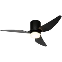 QAZQA Deckenventilator schwarz 123cm inkl. led Dimmbar mit Fernbedienung