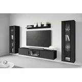 INOSIGN Wohnwand INOSIGN "Caro, stehend und hängend montierbar", schwarz (graphite schwarz matt), B:262cm H:142cm T:33cm, Holzwerkstoff, Kastenmöbel-Sets, Wohnwand, grifflose Design, höhenverstellbare Einlegeböden