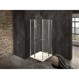 Dusbad Vital 2 Eckdusche mit Pendeltür links 77 x 87 cm schwarz ESG-Glas
