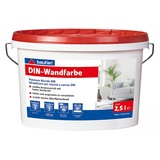 baufan® DIN-Wandfarbe 2,5 l Weiße Dispersionsfarbe mit guter Deckkraft für Innen