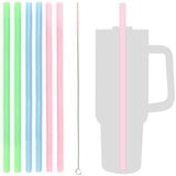 6Pcs Strohhalme for Stanley Adventure Travel Tumbler, Silikon Straws Compatible with Stanley 20/30/40 oz Stanley Tumbler, Strohhalme mit Reinigungsbürste