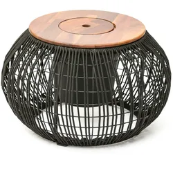 MARELIDA Beistelltisch Gartentisch mit Deckel und Behälter Gartenmöbel H: 37cm schwarz