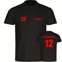 multifanshop Kinder T-Shirt - Freiburg - Trikot Nummer 12 - Druck rot - Kind